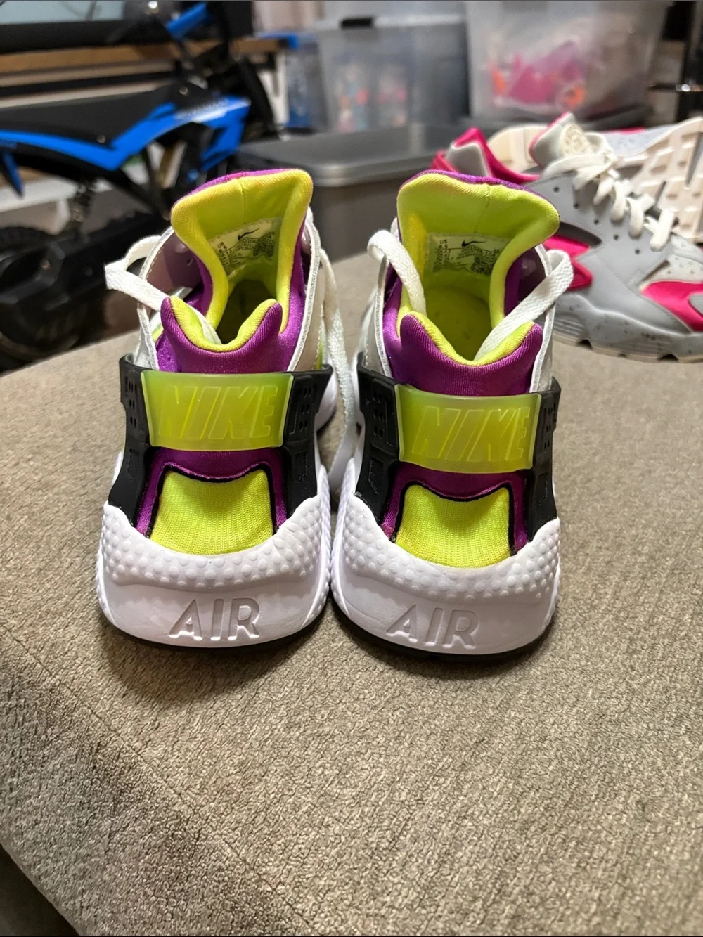 Nike Air Huarache Sneakers - White/Purple/Neon
